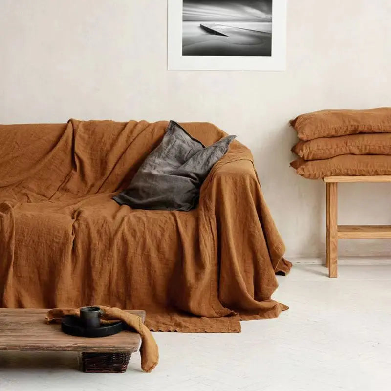 100% Linen Sofa Cover ,Premium Quality Sofa Slipcover, Soft Couch Chair Cover for Living Room Bedroom LOVESEAT Home Textile